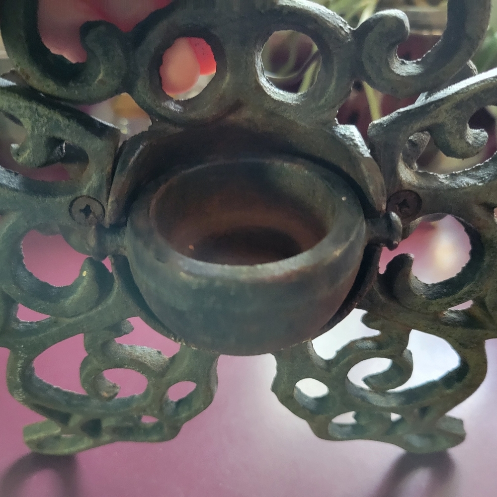 Cast Iron Garden Butterfly Candle Holder Wall Sconce Or Tabletop - Picture 3 of 14